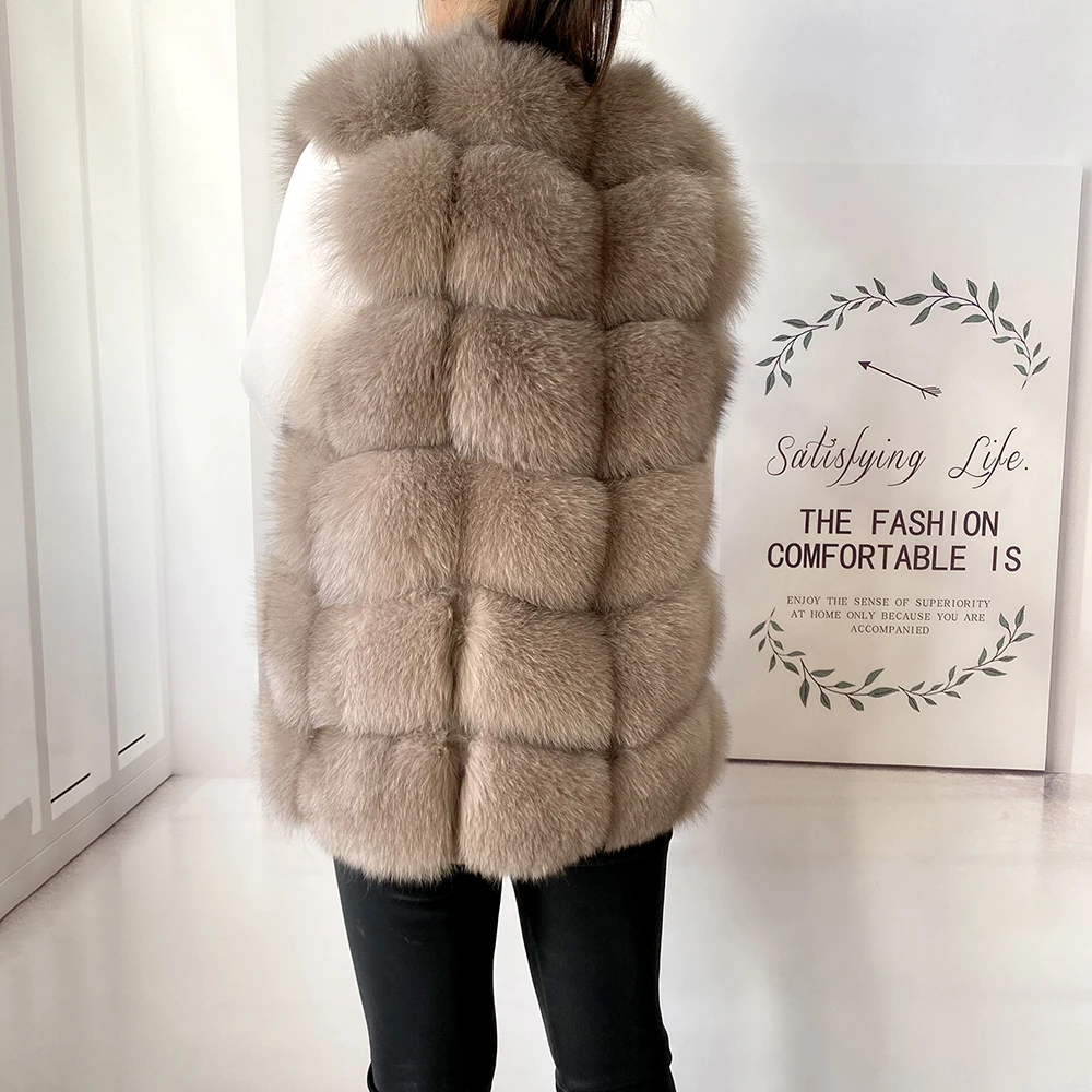 2023 New Women's Winter Real Fur Coat High Quality Natural Fox Fur Vest Fashion Luxurious Warm Sleeveless Dark buckle jacket