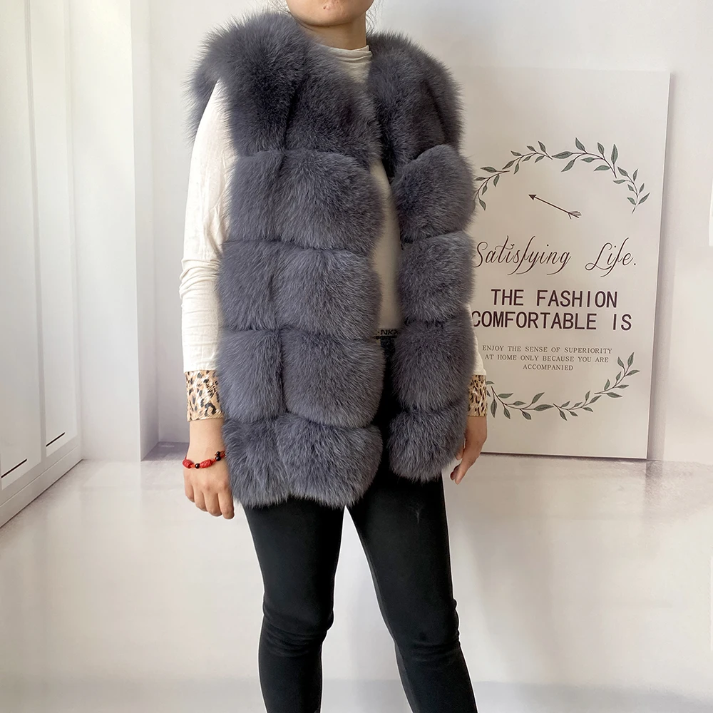 2023 New Women's Winter Real Fur Coat High Quality Natural Fox Fur Vest Fashion Luxurious Warm Sleeveless Dark buckle jacket