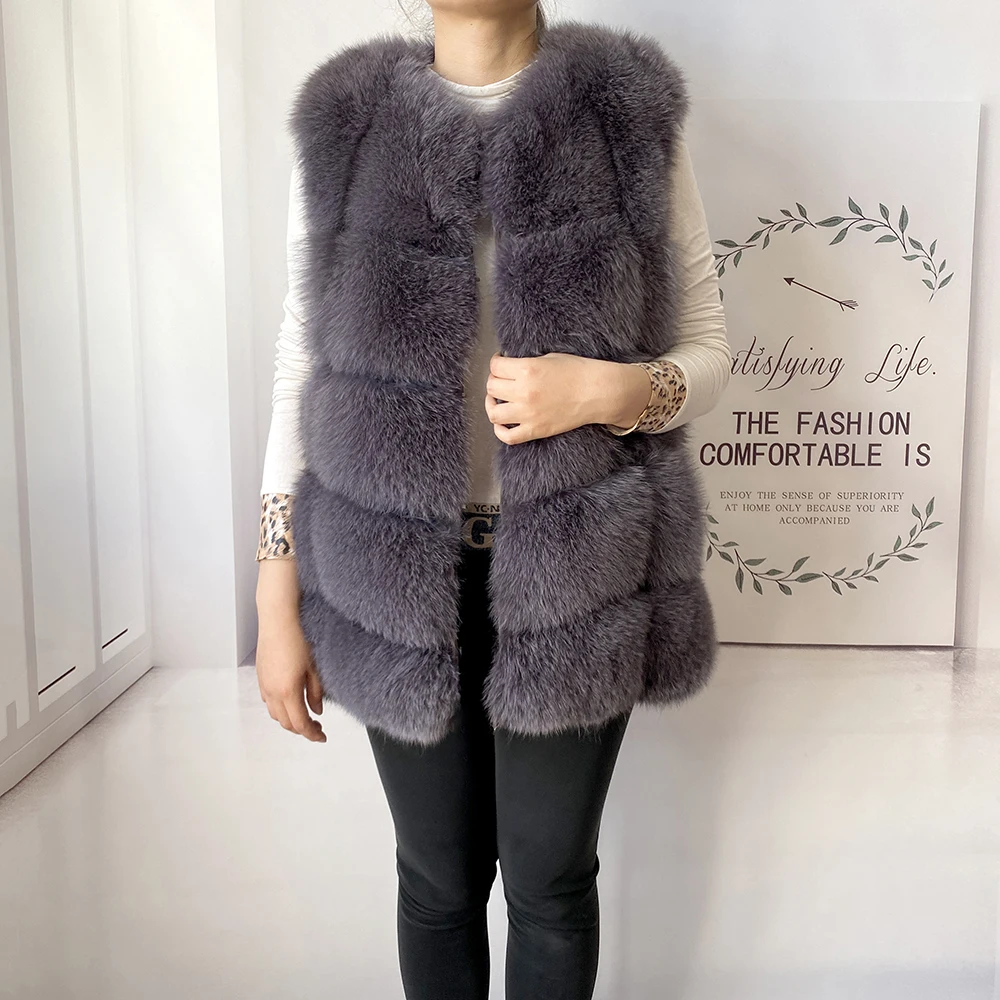 2023 New Women's Winter Real Fur Coat High Quality Natural Fox Fur Vest Fashion Luxurious Warm Sleeveless Dark buckle jacket