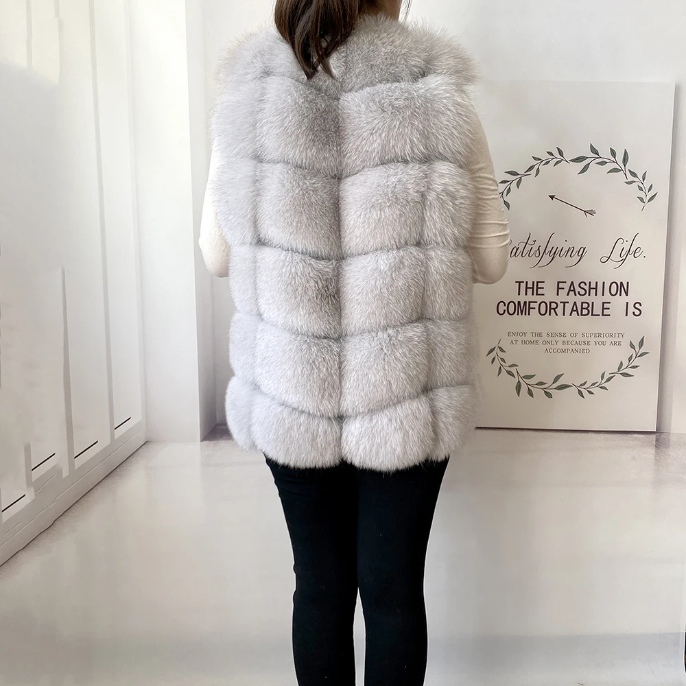 2023 New Women's Winter Real Fur Coat High Quality Natural Fox Fur Vest Fashion Luxurious Warm Sleeveless Dark buckle jacket