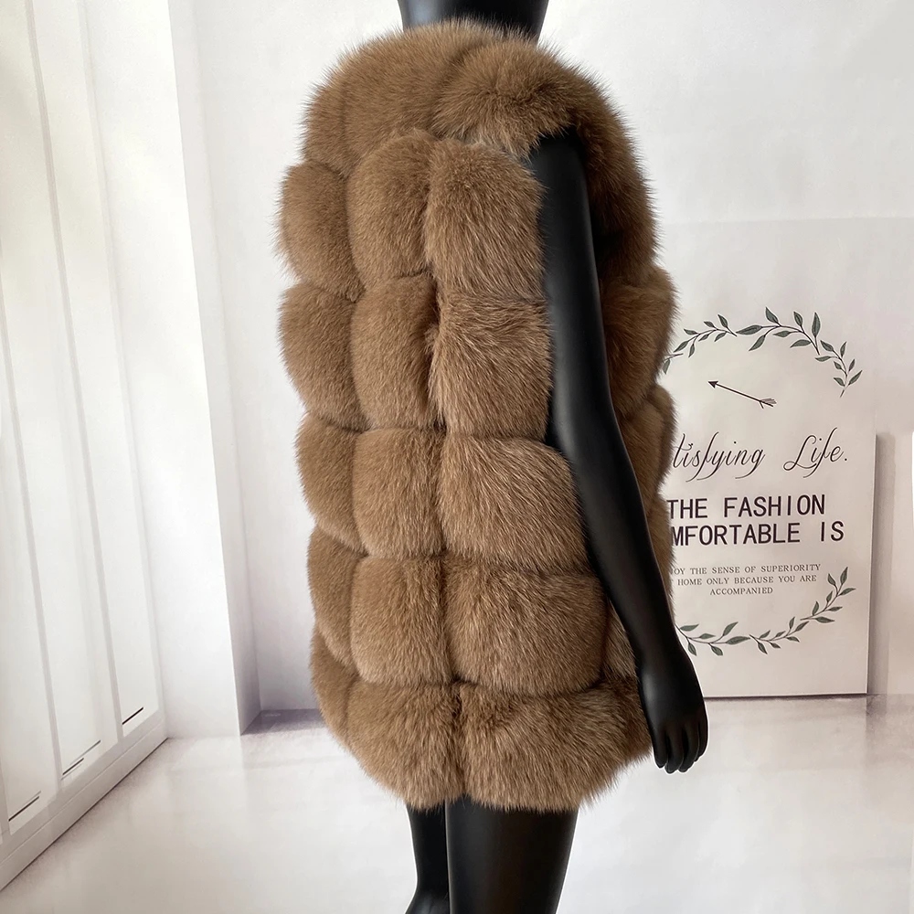 2023 New Women's Winter Real Fur Coat High Quality Natural Fox Fur Vest Fashion Luxurious Warm Sleeveless Dark buckle jacket