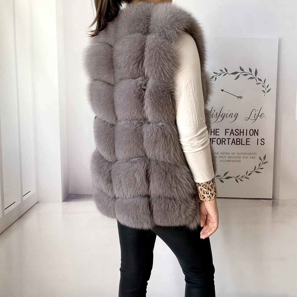2023 New Women's Winter Real Fur Coat High Quality Natural Fox Fur Vest Fashion Luxurious Warm Sleeveless Dark buckle jacket