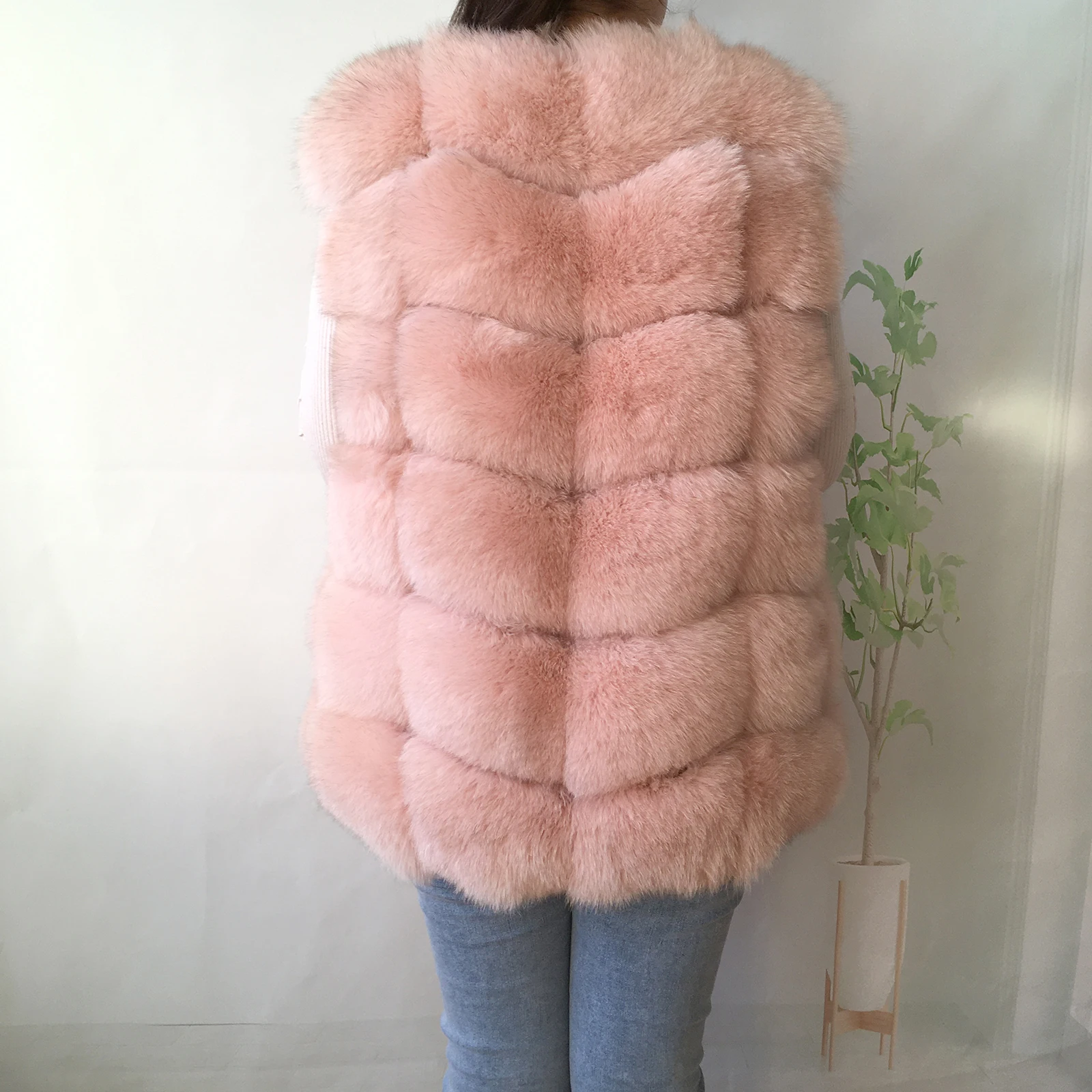 2023 New Women's Winter Real Fur Coat High Quality Natural Fox Fur Vest Fashion Luxurious Warm Sleeveless Dark buckle jacket