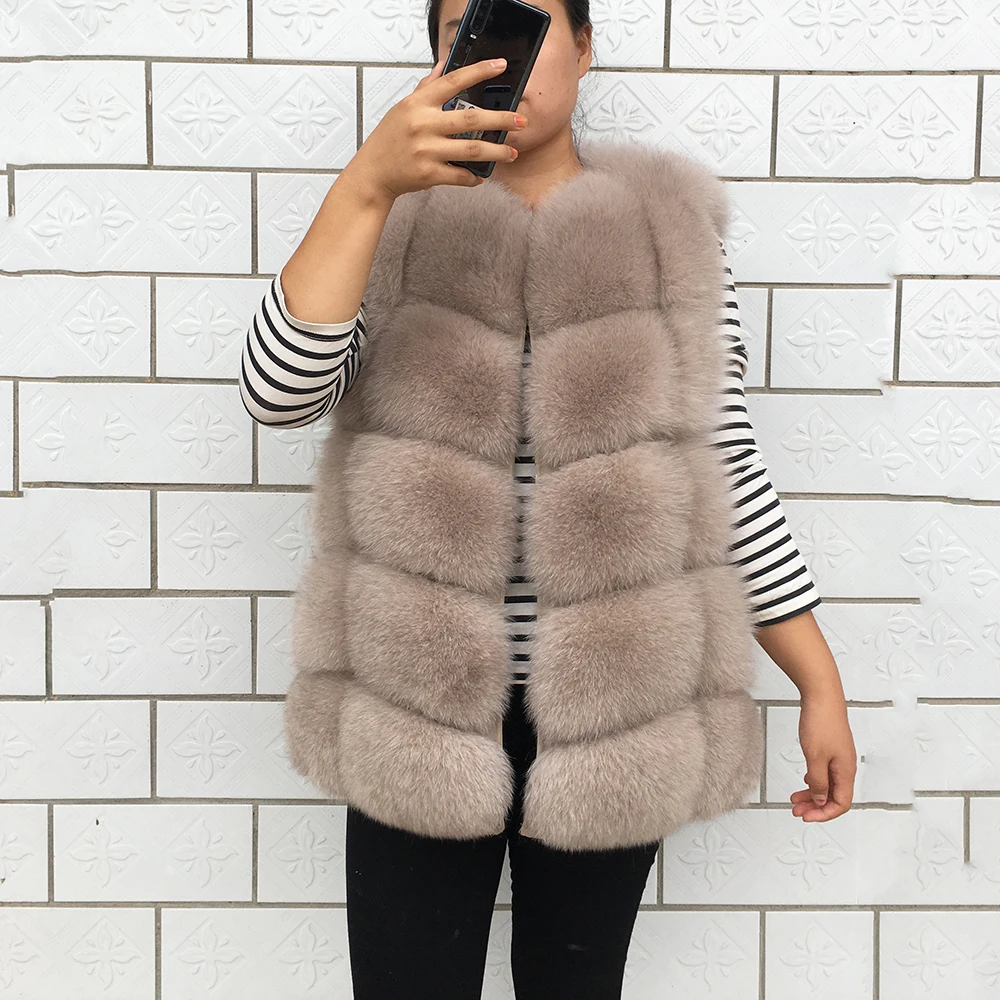 2023 New Women's Winter Real Fur Coat High Quality Natural Fox Fur Vest Fashion Luxurious Warm Sleeveless Dark buckle jacket