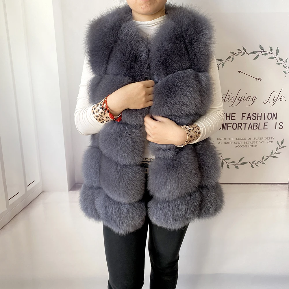 2023 New Women's Winter Real Fur Coat High Quality Natural Fox Fur Vest Fashion Luxurious Warm Sleeveless Dark buckle jacket