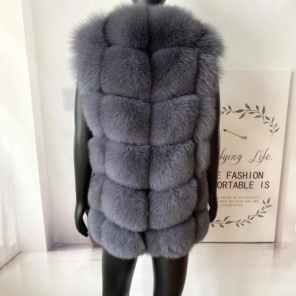 2023 New Women's Winter Real Fur Coat High Quality Natural Fox Fur Vest Fashion Luxurious Warm Sleeveless Dark buckle jacket