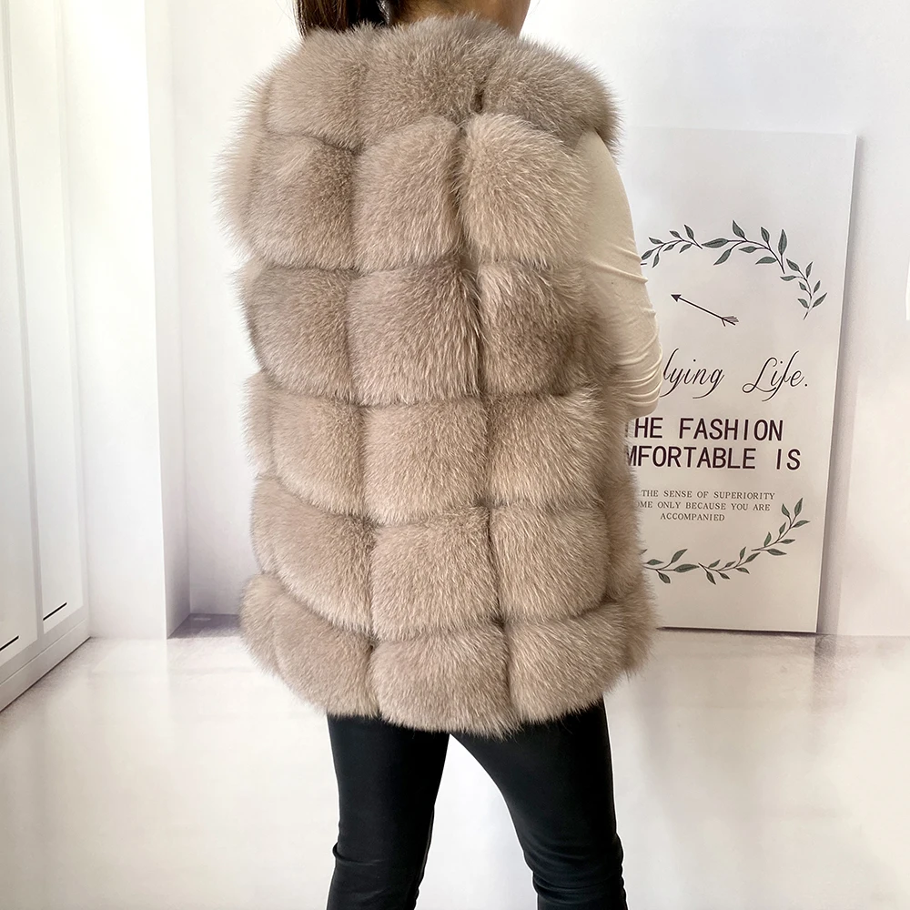 2023 New Women's Winter Real Fur Coat High Quality Natural Fox Fur Vest Fashion Luxurious Warm Sleeveless Dark buckle jacket
