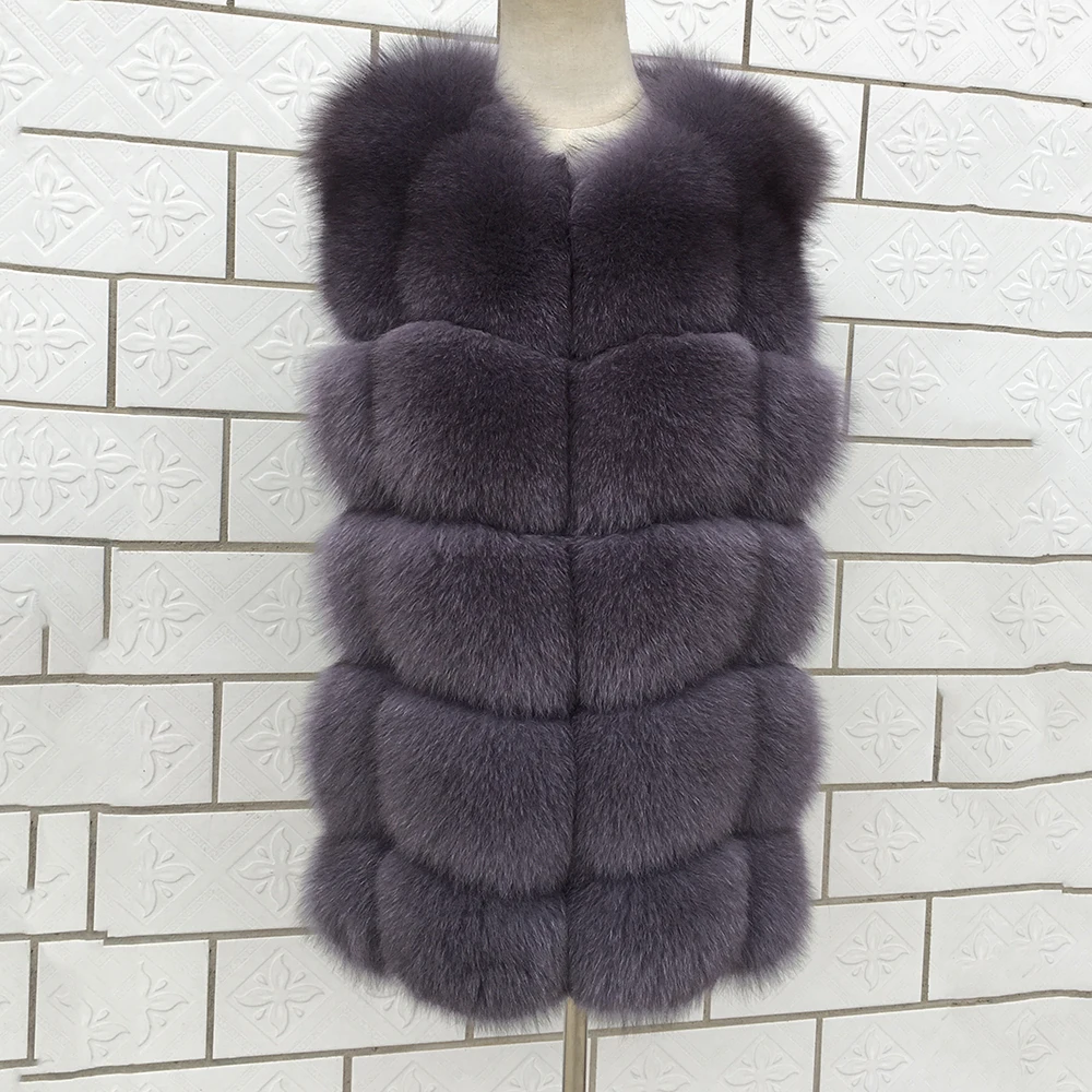 2023 New Women's Winter Real Fur Coat High Quality Natural Fox Fur Vest Fashion Luxurious Warm Sleeveless Dark buckle jacket
