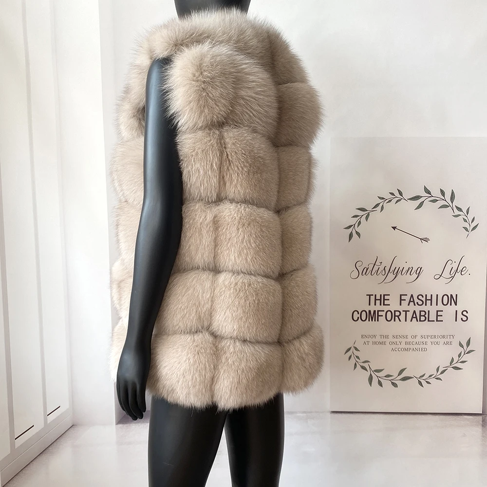 2023 New Women's Winter Real Fur Coat High Quality Natural Fox Fur Vest Fashion Luxurious Warm Sleeveless Dark buckle jacket