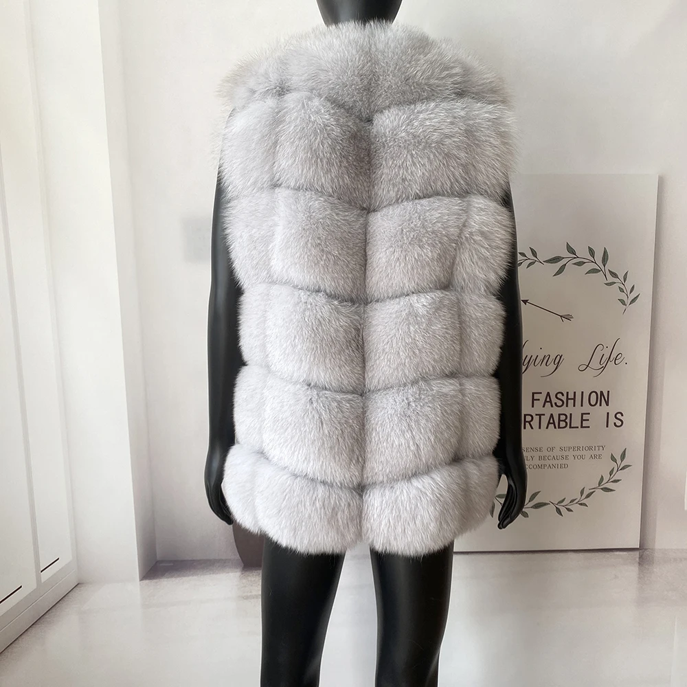 2023 New Women's Winter Real Fur Coat High Quality Natural Fox Fur Vest Fashion Luxurious Warm Sleeveless Dark buckle jacket