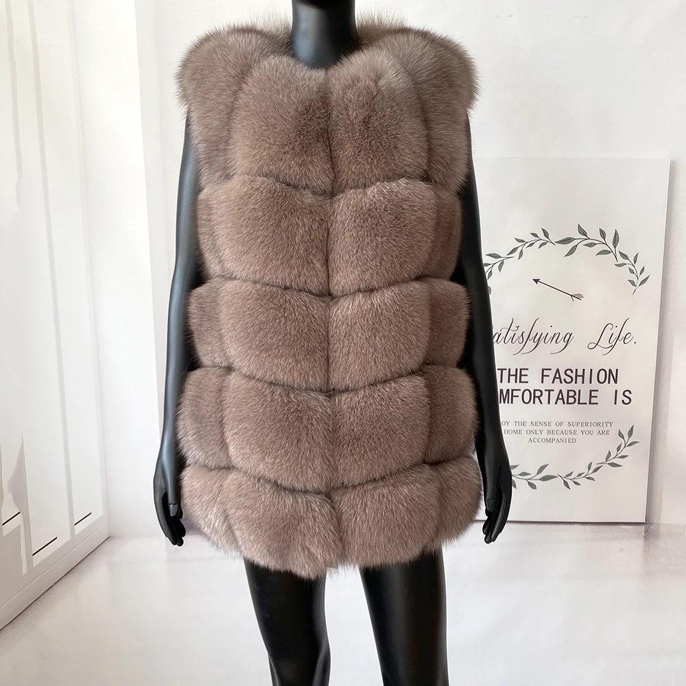 2023 New Women's Winter Real Fur Coat High Quality Natural Fox Fur Vest Fashion Luxurious Warm Sleeveless Dark buckle jacket