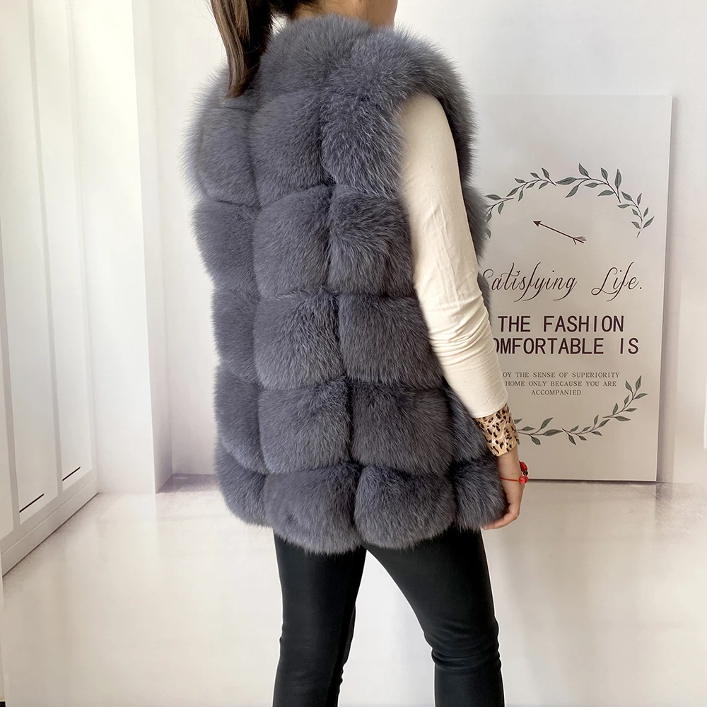 2023 New Women's Winter Real Fur Coat High Quality Natural Fox Fur Vest Fashion Luxurious Warm Sleeveless Dark buckle jacket