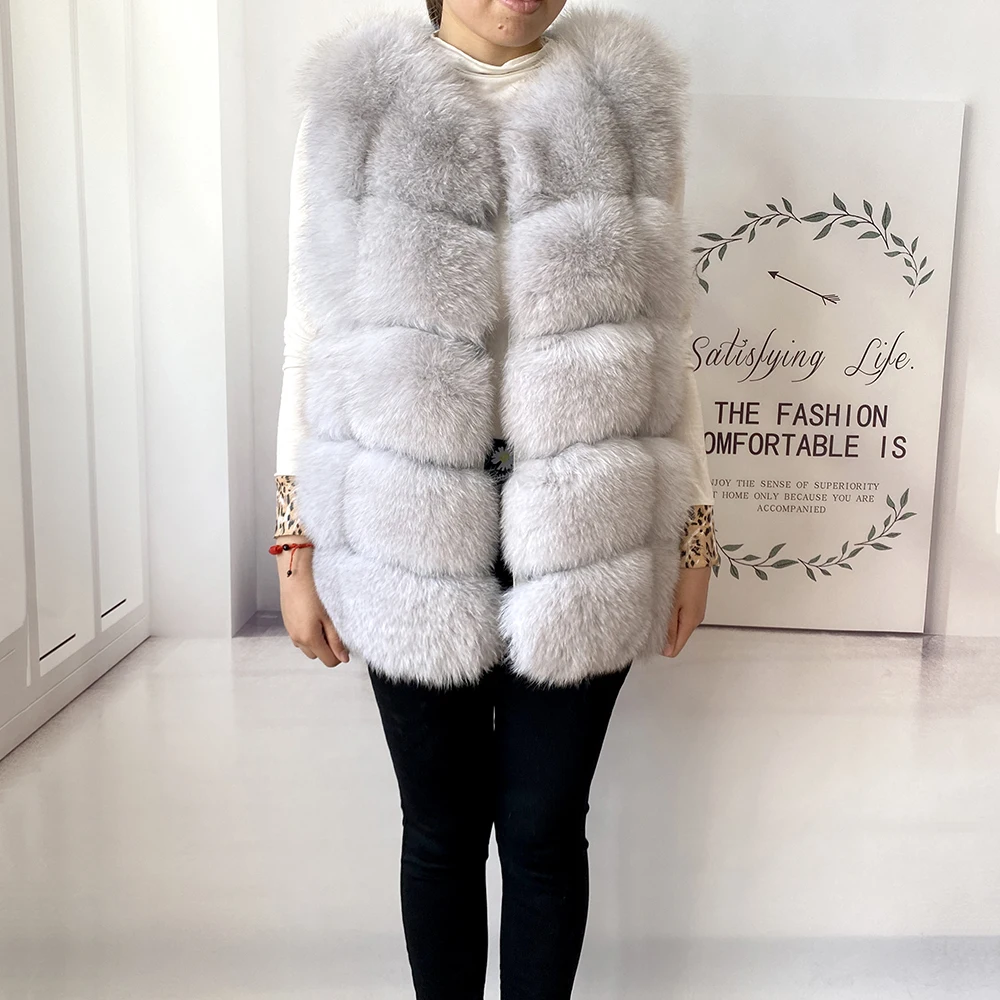 2023 New Women's Winter Real Fur Coat High Quality Natural Fox Fur Vest Fashion Luxurious Warm Sleeveless Dark buckle jacket