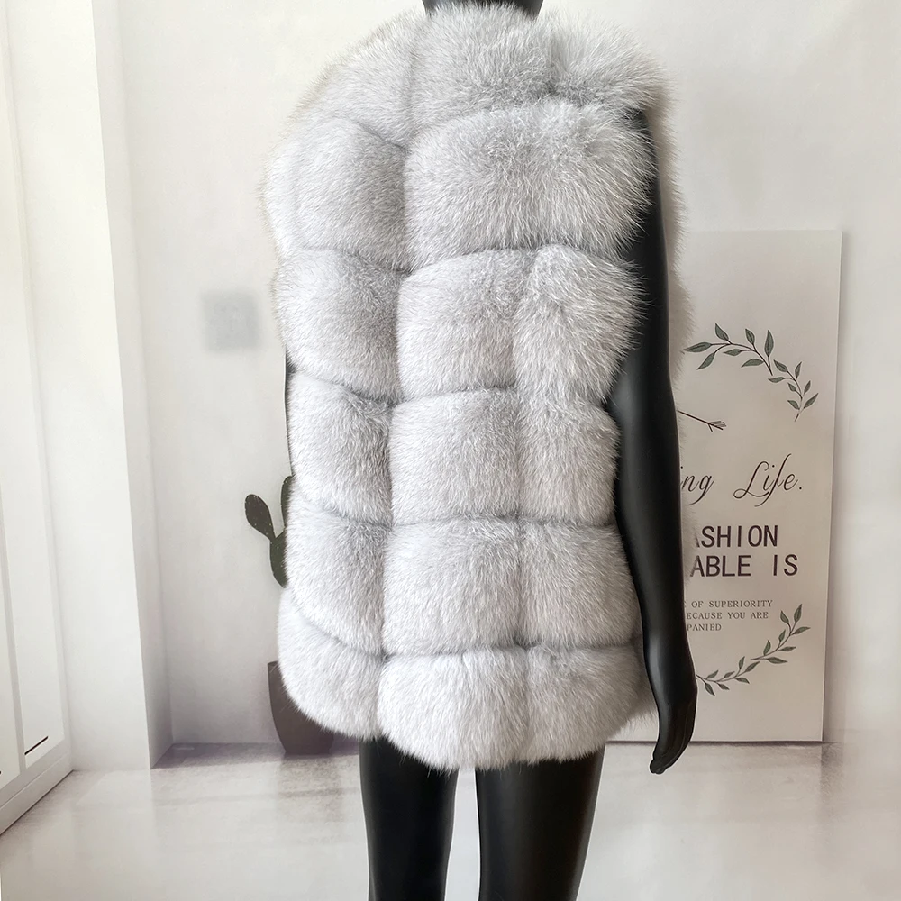 2023 New Women's Winter Real Fur Coat High Quality Natural Fox Fur Vest Fashion Luxurious Warm Sleeveless Dark buckle jacket