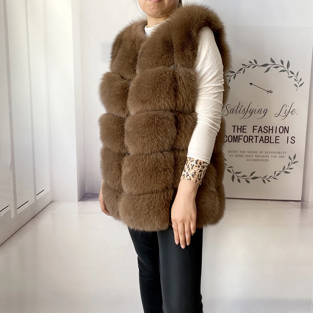 2023 New Women's Winter Real Fur Coat High Quality Natural Fox Fur Vest Fashion Luxurious Warm Sleeveless Dark buckle jacket