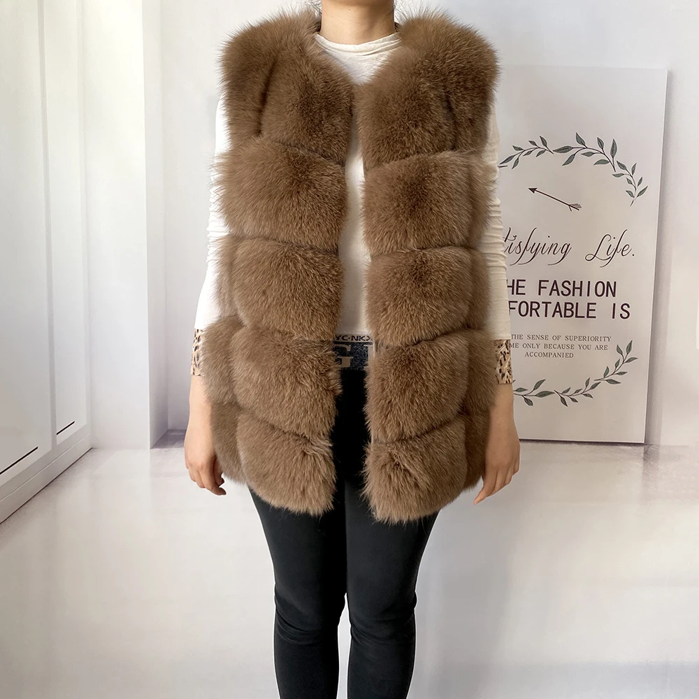 2023 New Women's Winter Real Fur Coat High Quality Natural Fox Fur Vest Fashion Luxurious Warm Sleeveless Dark buckle jacket