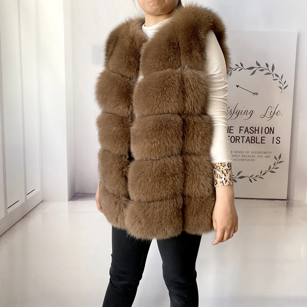 2023 New Women's Winter Real Fur Coat High Quality Natural Fox Fur Vest Fashion Luxurious Warm Sleeveless Dark buckle jacket
