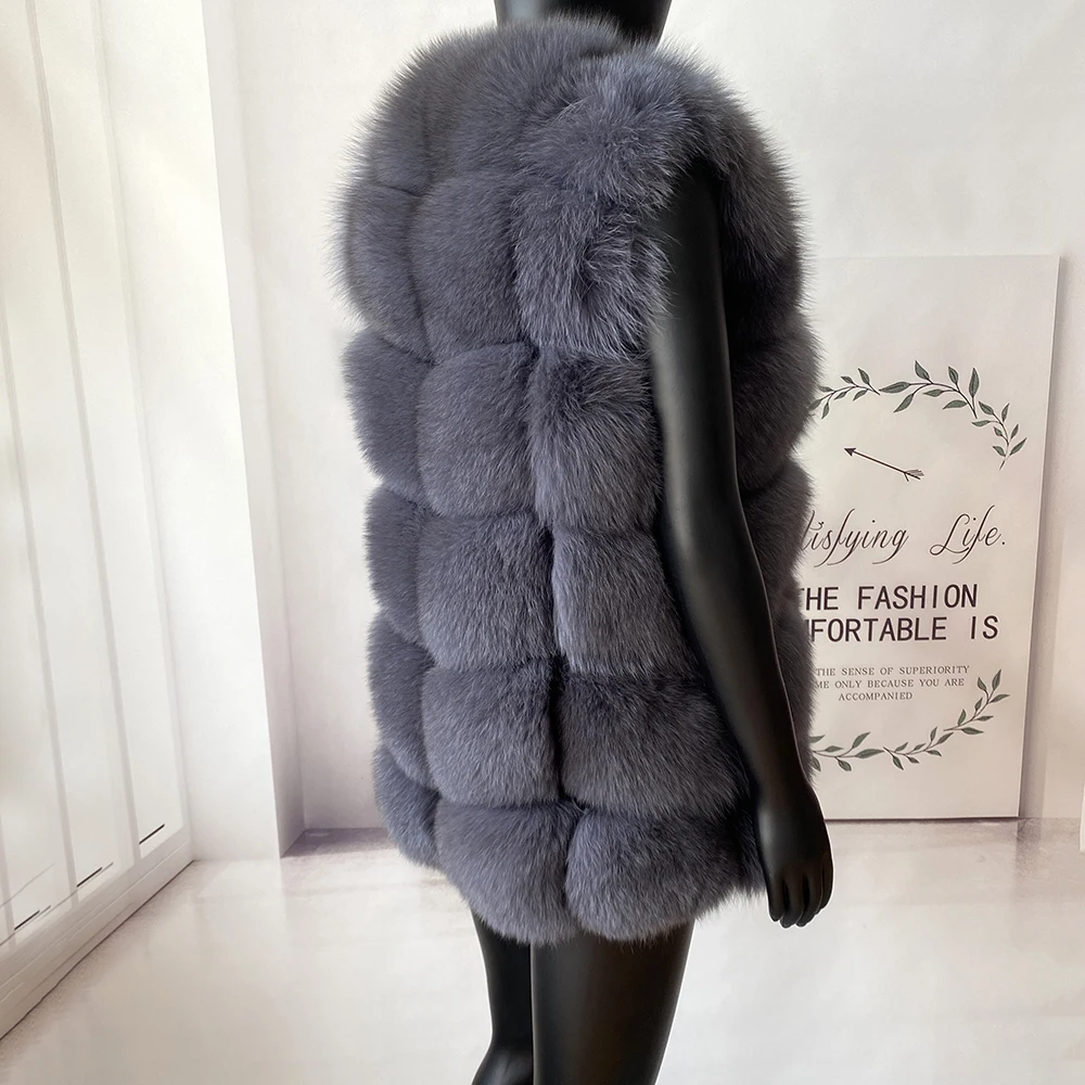 2023 New Women's Winter Real Fur Coat High Quality Natural Fox Fur Vest Fashion Luxurious Warm Sleeveless Dark buckle jacket