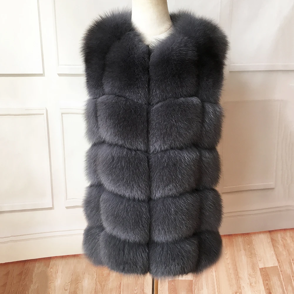 2023 New Women's Winter Real Fur Coat High Quality Natural Fox Fur Vest Fashion Luxurious Warm Sleeveless Dark buckle jacket