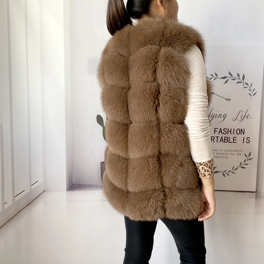 2023 New Women's Winter Real Fur Coat High Quality Natural Fox Fur Vest Fashion Luxurious Warm Sleeveless Dark buckle jacket