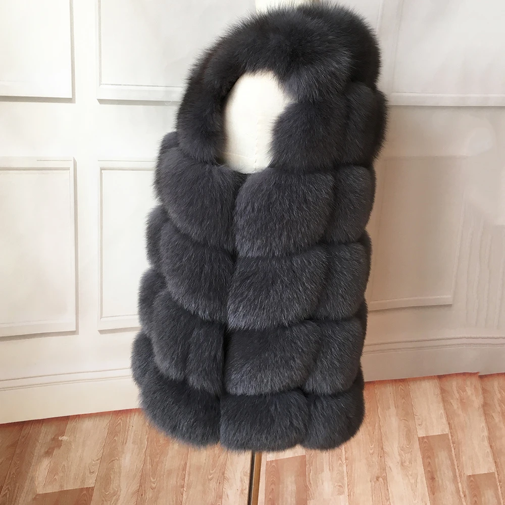 2023 New Women's Winter Real Fur Coat High Quality Natural Fox Fur Vest Fashion Luxurious Warm Sleeveless Dark buckle jacket