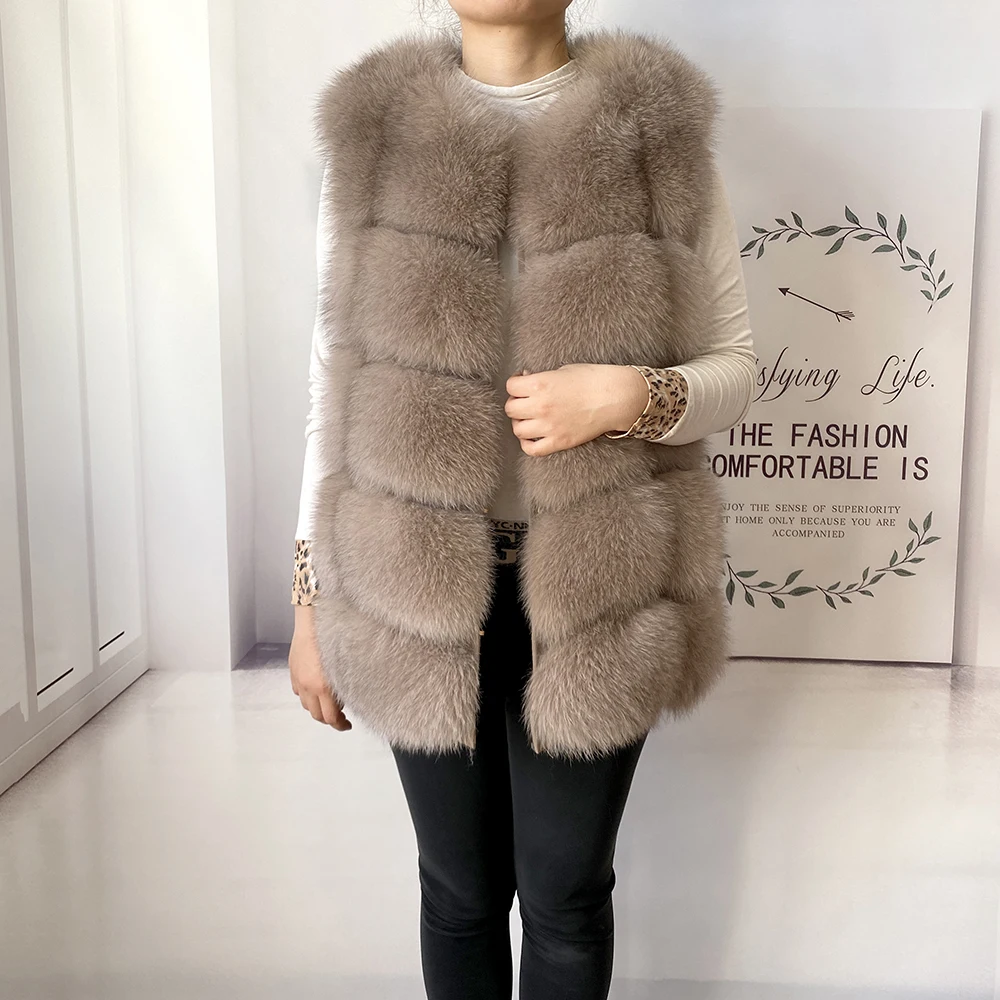 2023 New Women's Winter Real Fur Coat High Quality Natural Fox Fur Vest Fashion Luxurious Warm Sleeveless Dark buckle jacket
