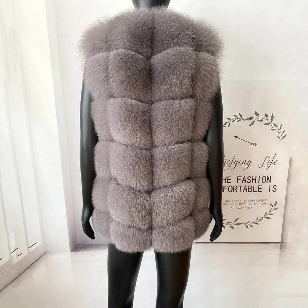 2023 New Women's Winter Real Fur Coat High Quality Natural Fox Fur Vest Fashion Luxurious Warm Sleeveless Dark buckle jacket