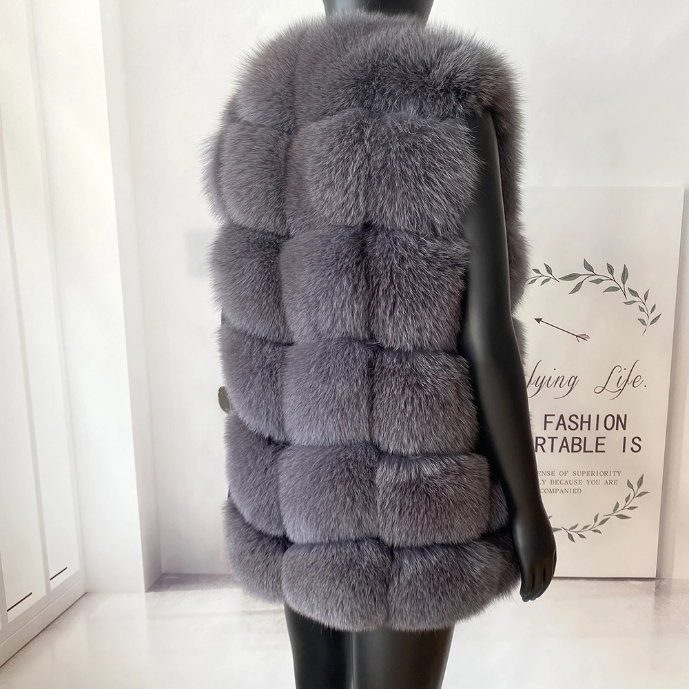 2023 New Women's Winter Real Fur Coat High Quality Natural Fox Fur Vest Fashion Luxurious Warm Sleeveless Dark buckle jacket
