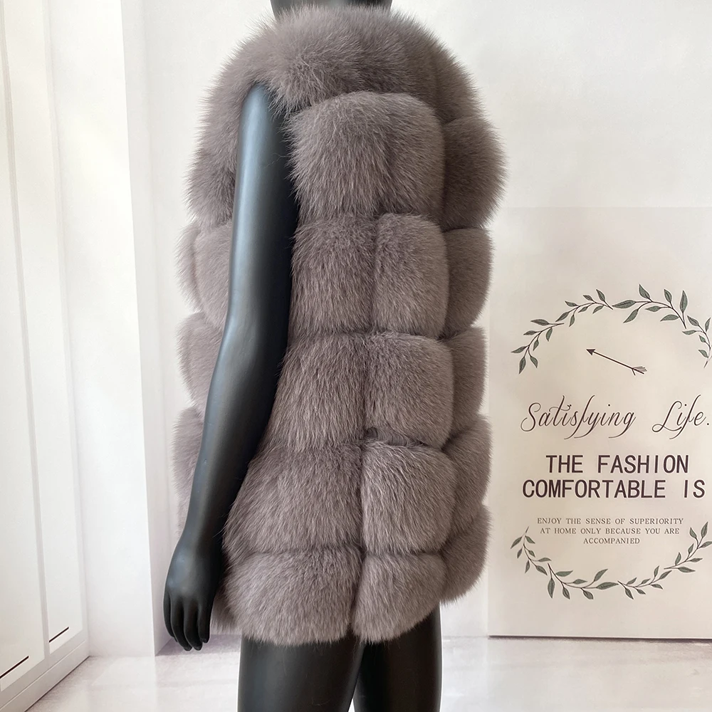 2023 New Women's Winter Real Fur Coat High Quality Natural Fox Fur Vest Fashion Luxurious Warm Sleeveless Dark buckle jacket