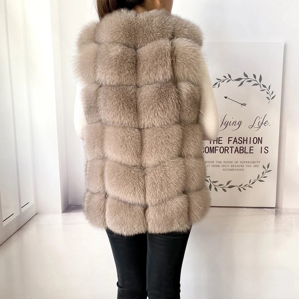 2023 New Women's Winter Real Fur Coat High Quality Natural Fox Fur Vest Fashion Luxurious Warm Sleeveless Dark buckle jacket