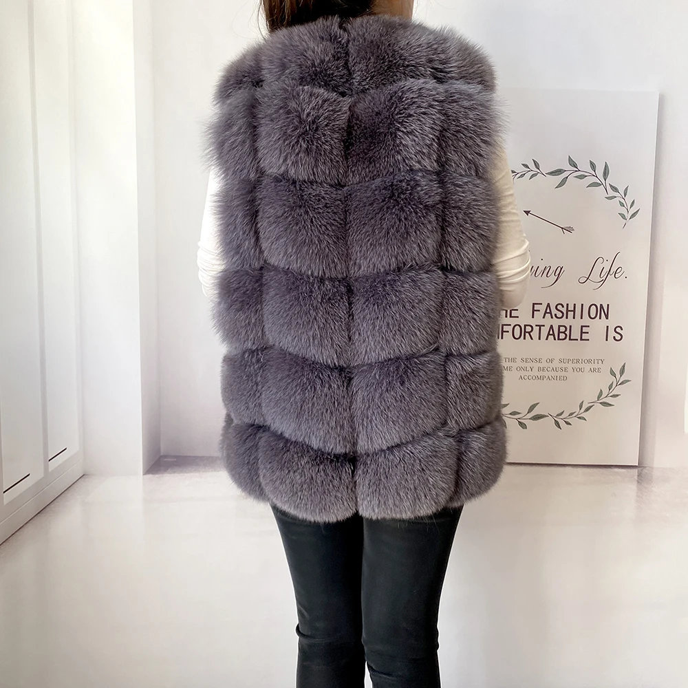 2023 New Women's Winter Real Fur Coat High Quality Natural Fox Fur Vest Fashion Luxurious Warm Sleeveless Dark buckle jacket