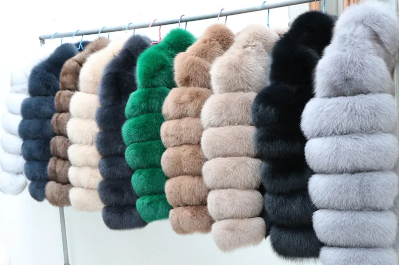 QUEENTINA Fox Fur Coat Real Winter New Outwears Women's Fashion Luxury Jacket High Quality Clothing Natural And Stand Collar