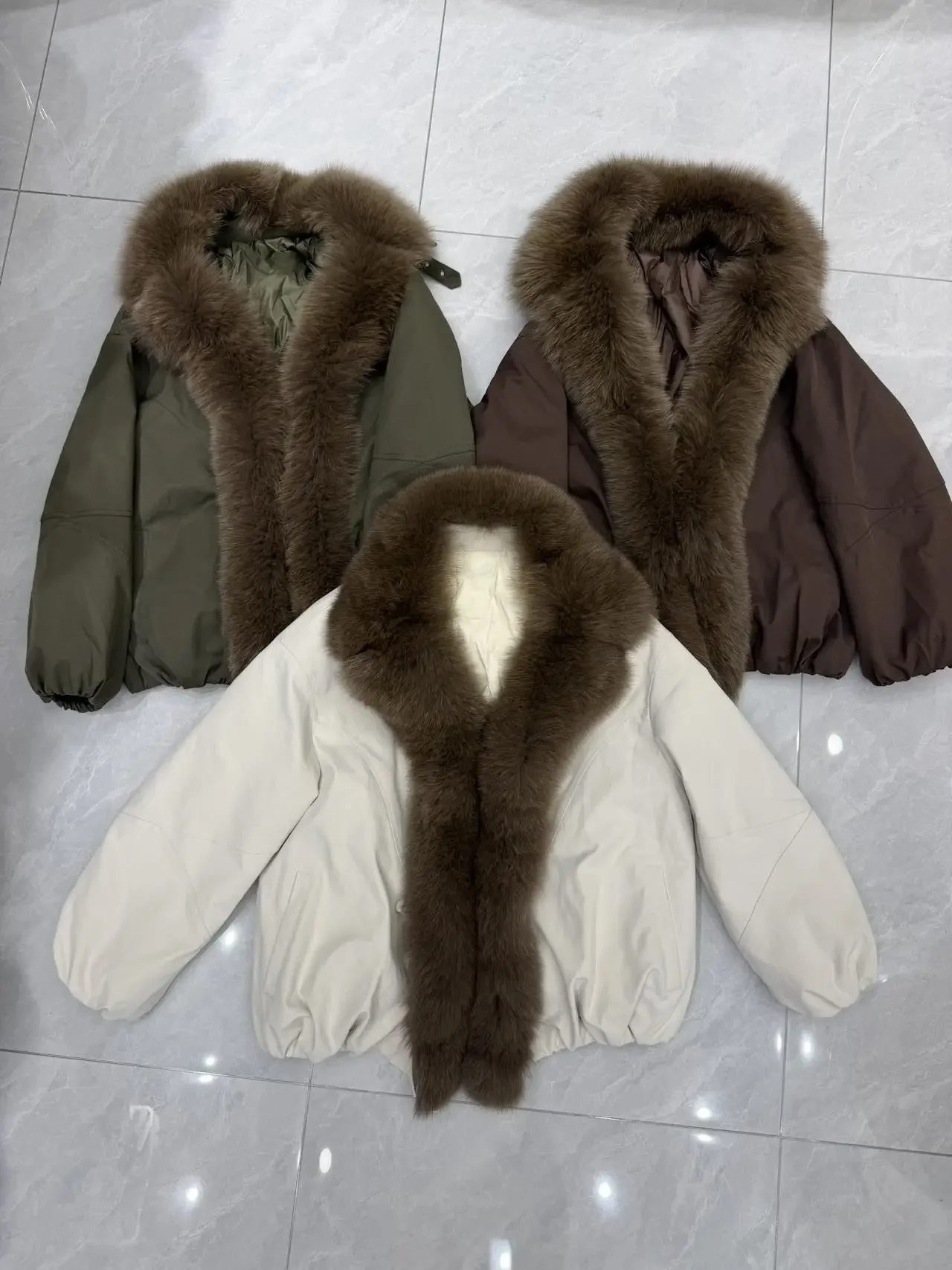 OFTBUY Winter Elastic Hem Thick Women's Coat Women Oversized Cocoon Coat Large Real Fox Fur Collar White Duck Down Jacket