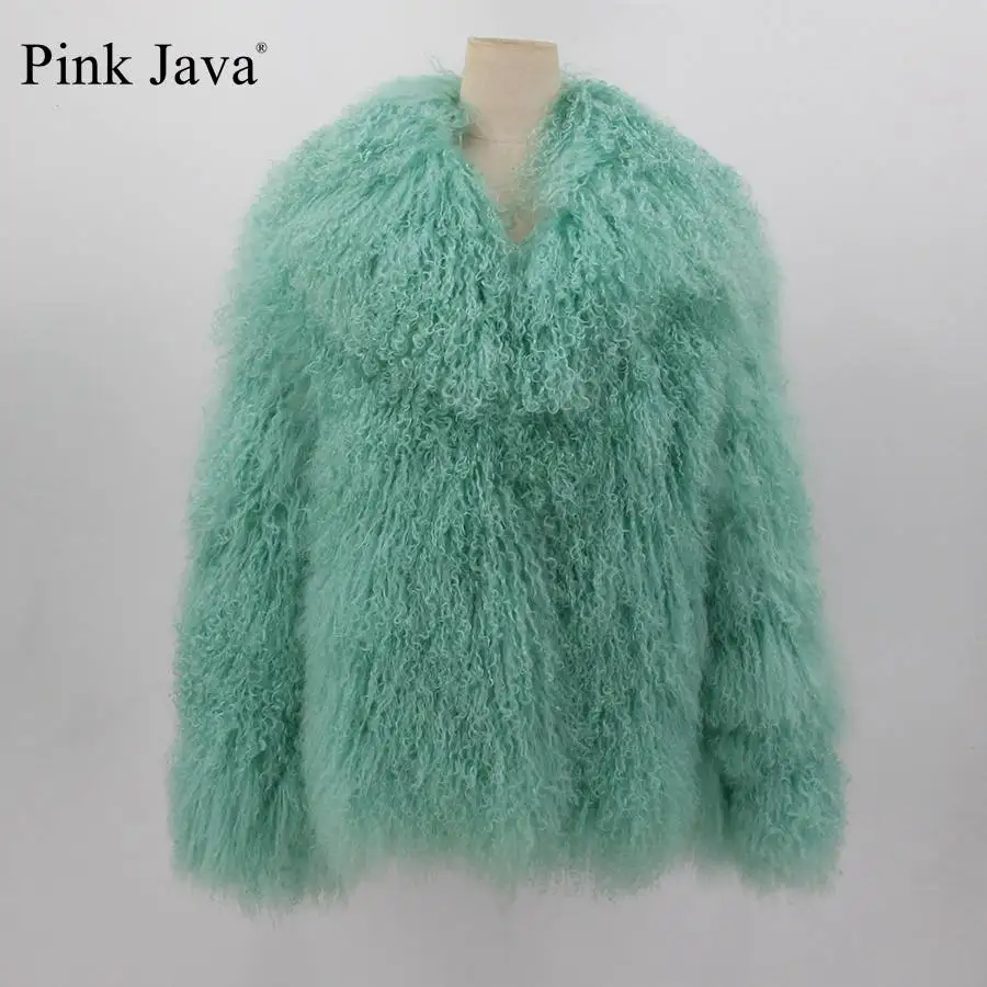 PINK JAVA QC23056 new arrival real mongolia sheep fur jackets women winter fur coat wholesale hot sale