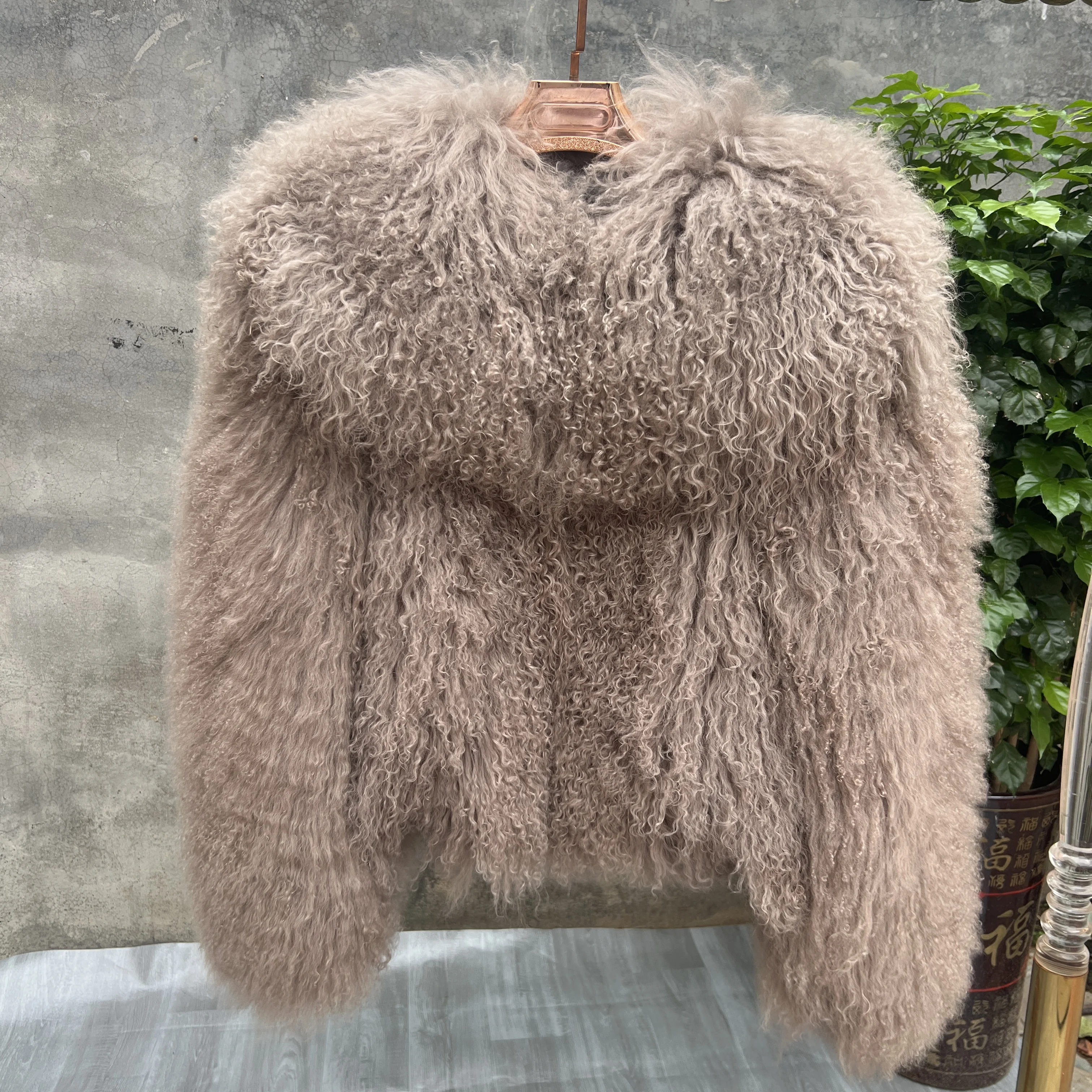 New Style Genuine 100% Mongolian Sheepskin Real Fur Large Collar Brow Jacket Women Winter Coat High-Quality Sheepskin OverCoat