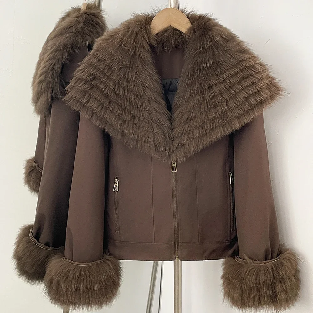 OFTBUY 2026 New Winter Duck Down Women Real Fox Fur Collar Parka Female Warm Puffer Jacket Fur Cuffs Casual Coat Outerwear
