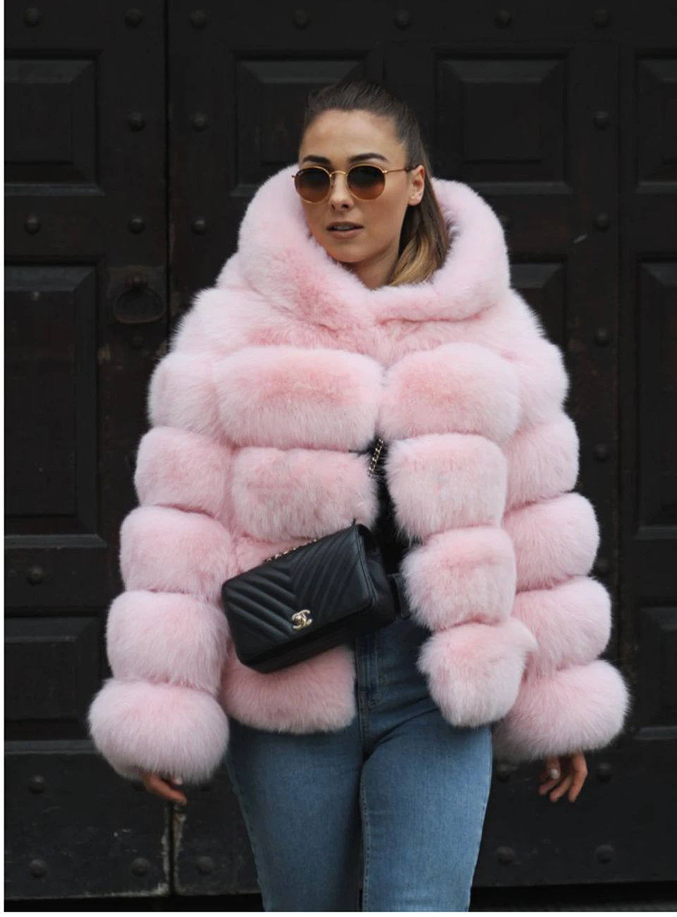 Luxury Real Fox Fur Coat Women Winter Thick Warm Hooded Fox FurJacket Short Bubble Real Fur Coats Outerwear Genuine Fur