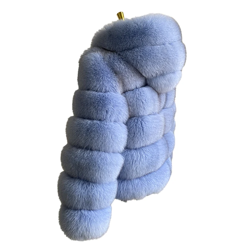 Luxury Real Fox Fur Coat Women Winter Thick Warm Hooded Fox FurJacket Short Bubble Real Fur Coats Outerwear Genuine Fur