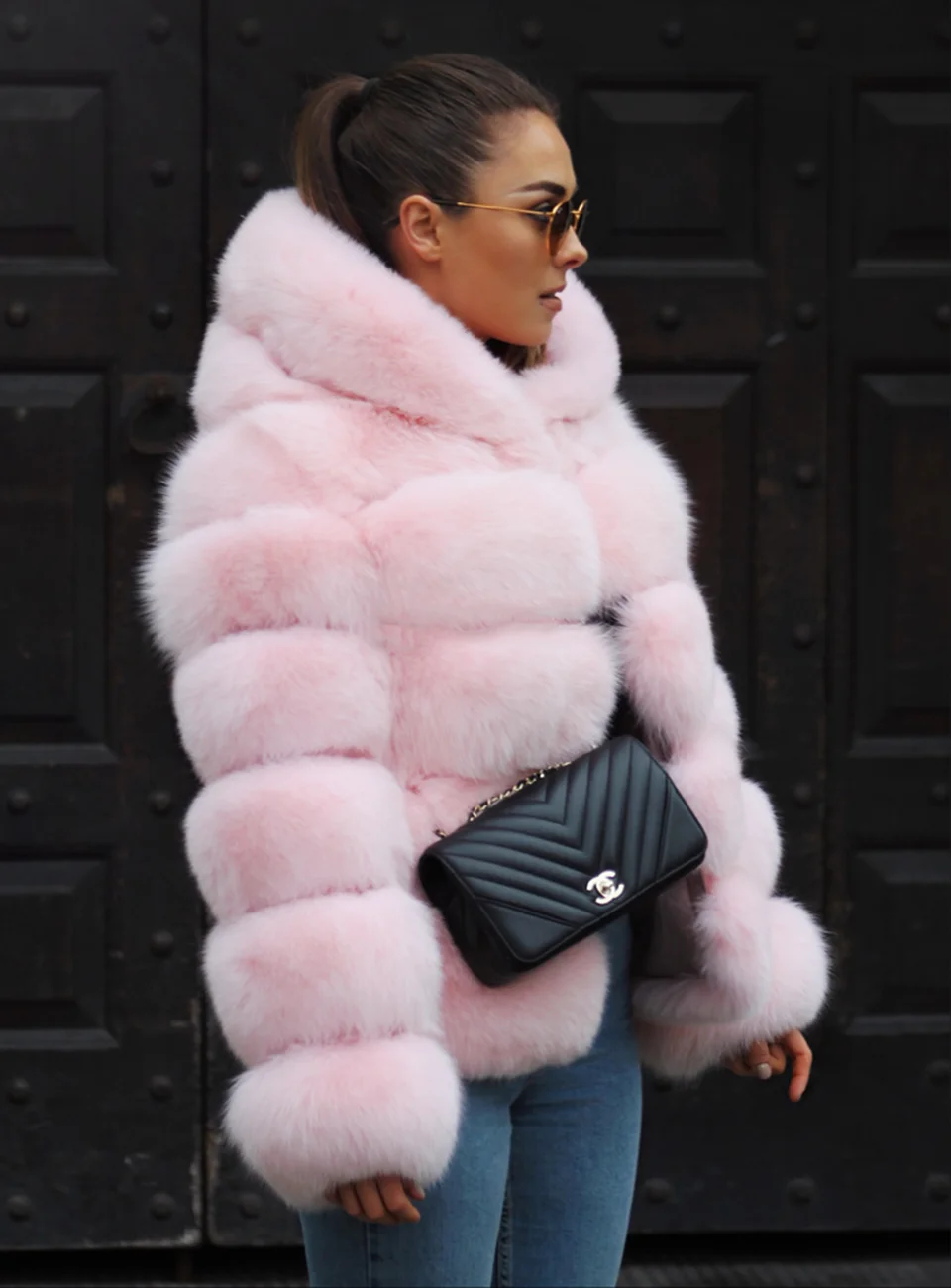 Luxury Real Fox Fur Coat Women Winter Thick Warm Hooded Fox FurJacket Short Bubble Real Fur Coats Outerwear Genuine Fur
