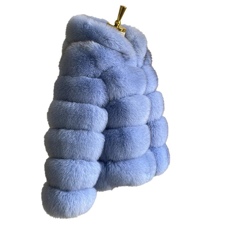 Luxury Real Fox Fur Coat Women Winter Thick Warm Hooded Fox FurJacket Short Bubble Real Fur Coats Outerwear Genuine Fur