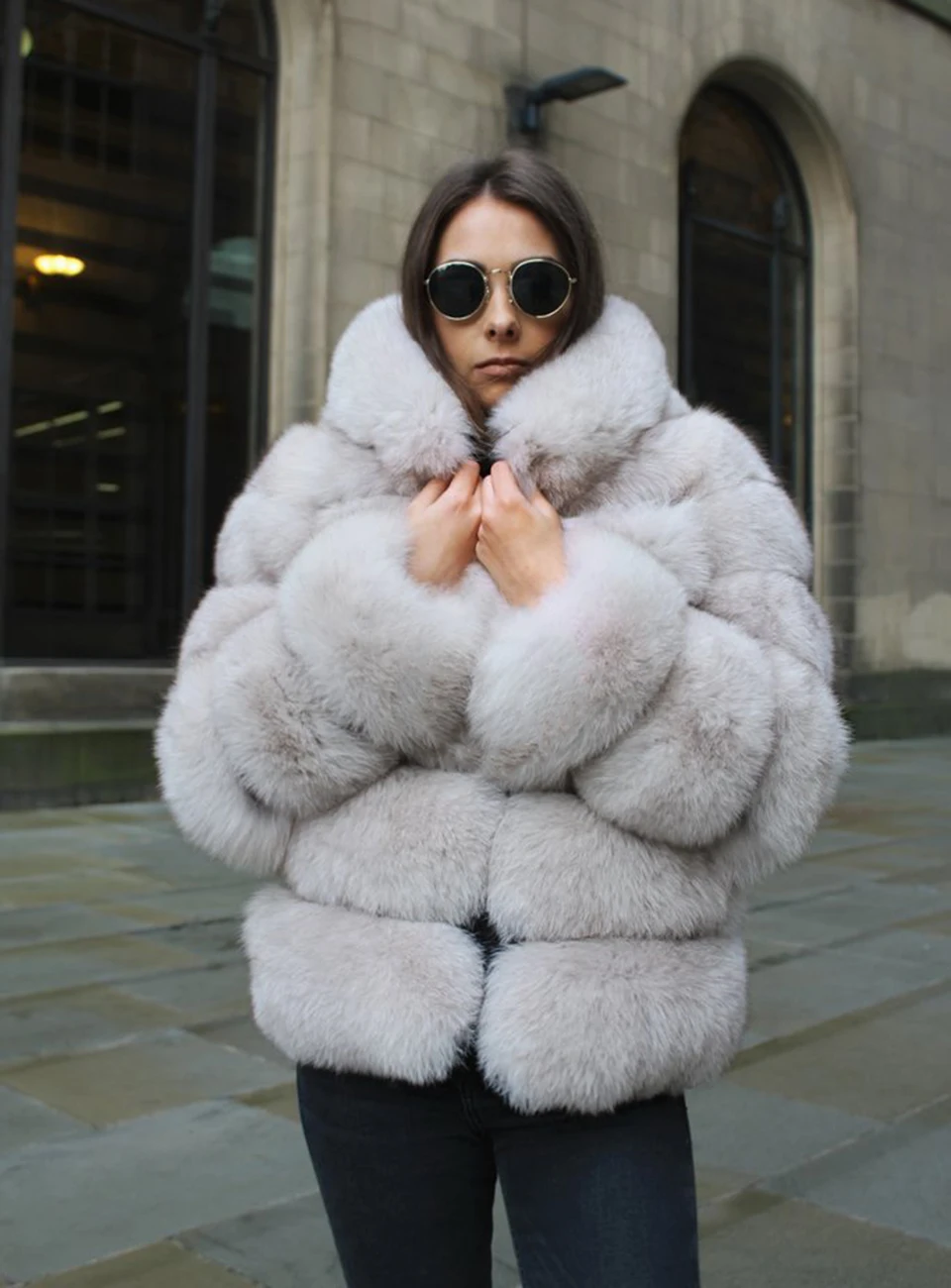 Luxury Real Fox Fur Coat Women Winter Thick Warm Hooded Fox FurJacket Short Bubble Real Fur Coats Outerwear Genuine Fur
