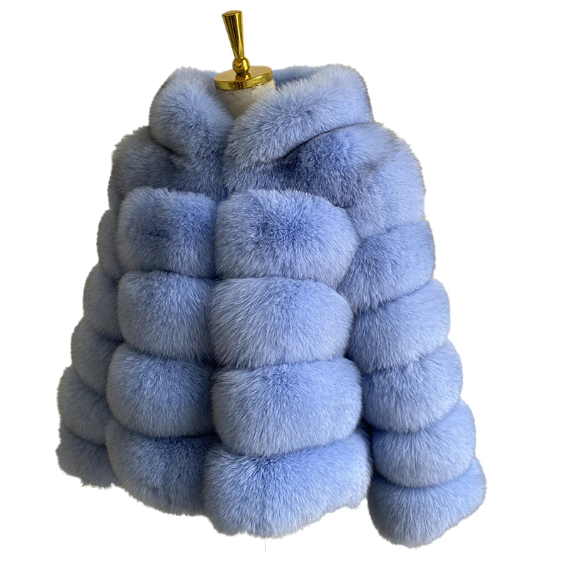 Luxury Real Fox Fur Coat Women Winter Thick Warm Hooded Fox FurJacket Short Bubble Real Fur Coats Outerwear Genuine Fur