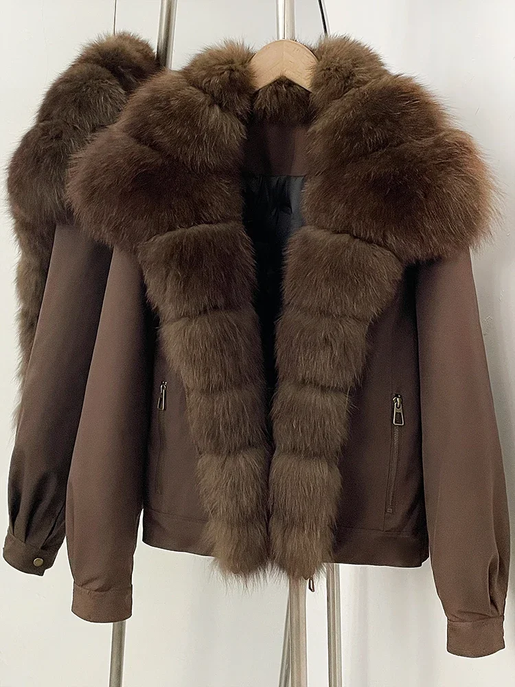 OFTBUY 2026 New Winter Women Windproof Parka Real Fox Fur Collar Duck Down Female Short Warm Jacket Casual Coat Outerwear