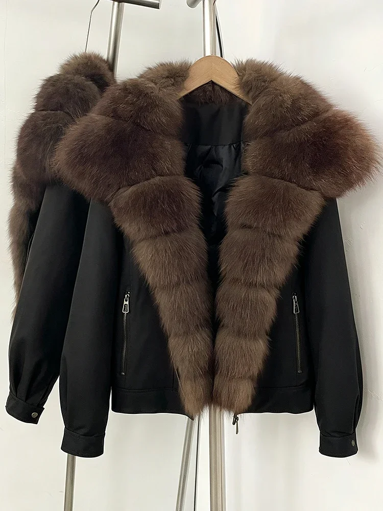 OFTBUY 2026 New Winter Women Windproof Parka Real Fox Fur Collar Duck Down Female Short Warm Jacket Casual Coat Outerwear