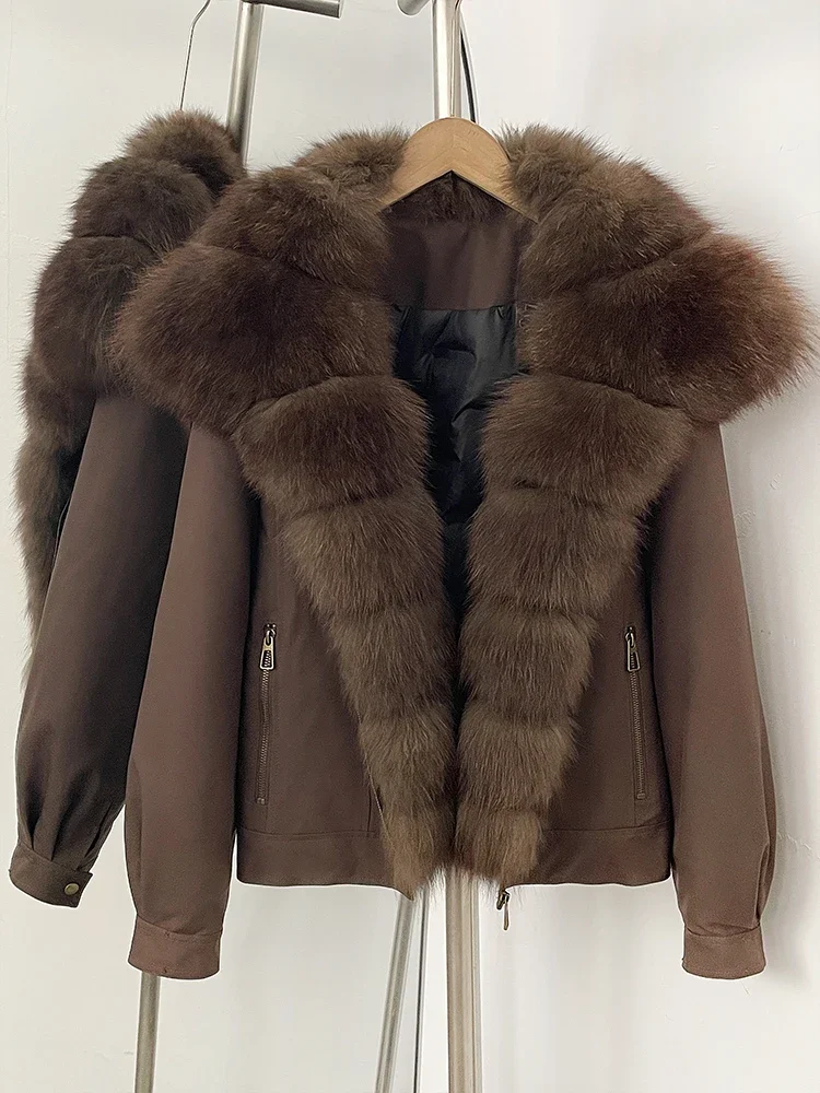 OFTBUY 2026 New Winter Women Windproof Parka Real Fox Fur Collar Duck Down Female Short Warm Jacket Casual Coat Outerwear