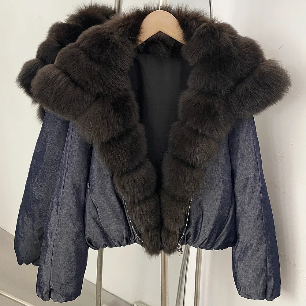 OFTBUY Large Natural Fox Raccoon Fur Parkas Female Outwear Short Puffer Coat Women 2026 New Thick 90% White Duck Down Jacket