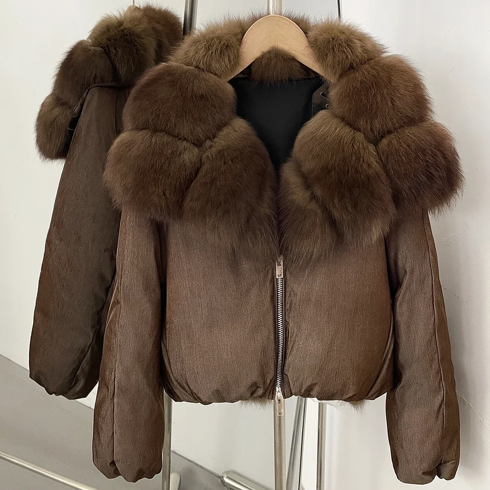OFTBUY Large Natural Fox Raccoon Fur Parkas Female Outwear Short Puffer Coat Women 2026 New Thick 90% White Duck Down Jacket