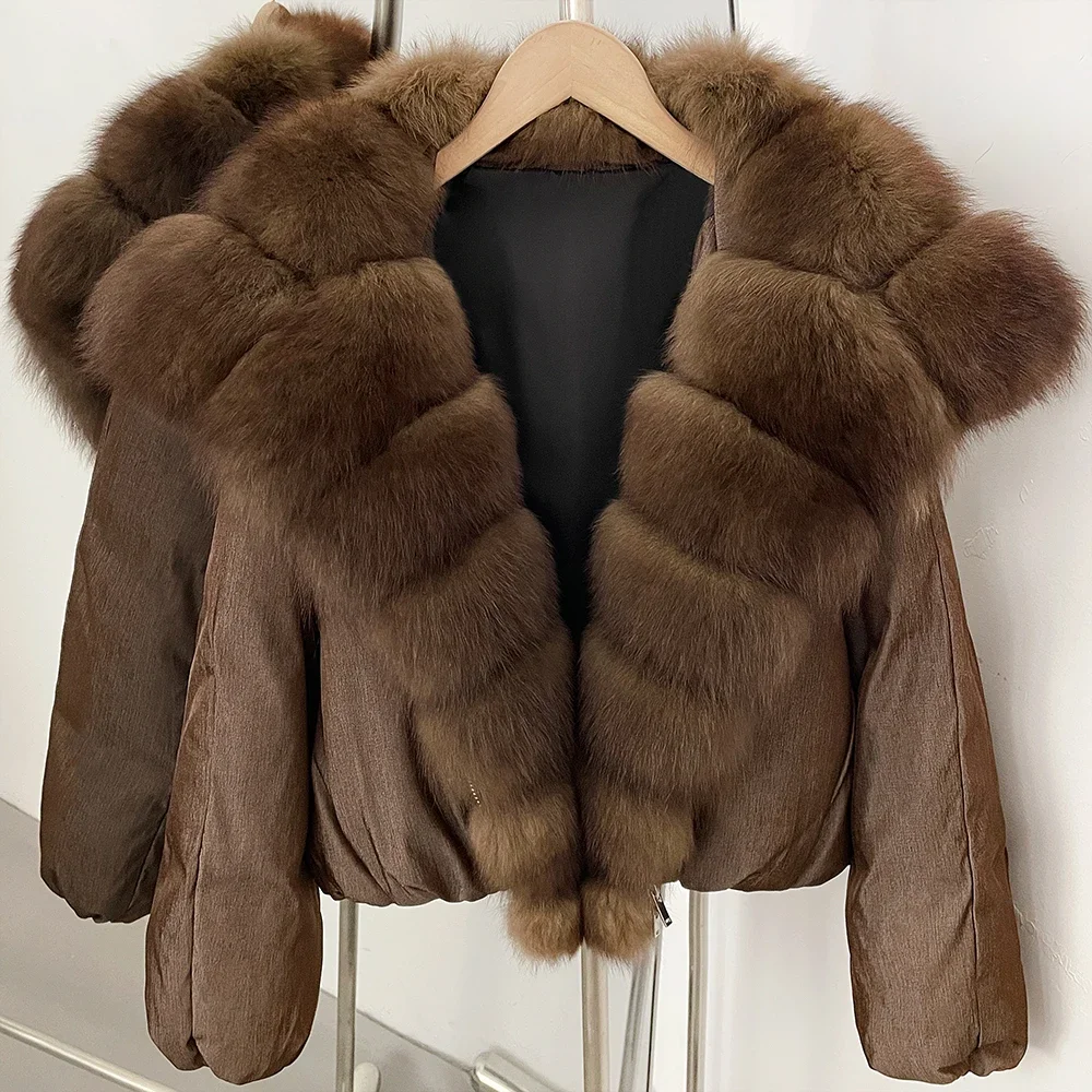 OFTBUY Large Natural Fox Raccoon Fur Parkas Female Outwear Short Puffer Coat Women 2026 New Thick 90% White Duck Down Jacket