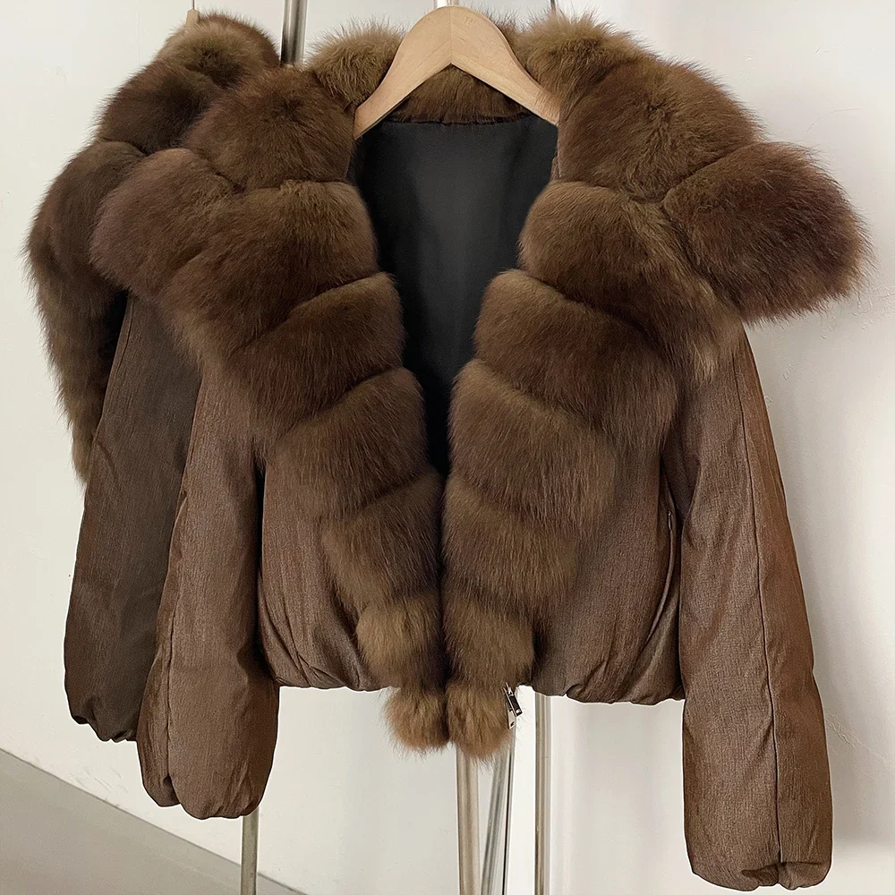 OFTBUY Large Natural Fox Raccoon Fur Parkas Female Outwear Short Puffer Coat Women 2026 New Thick 90% White Duck Down Jacket