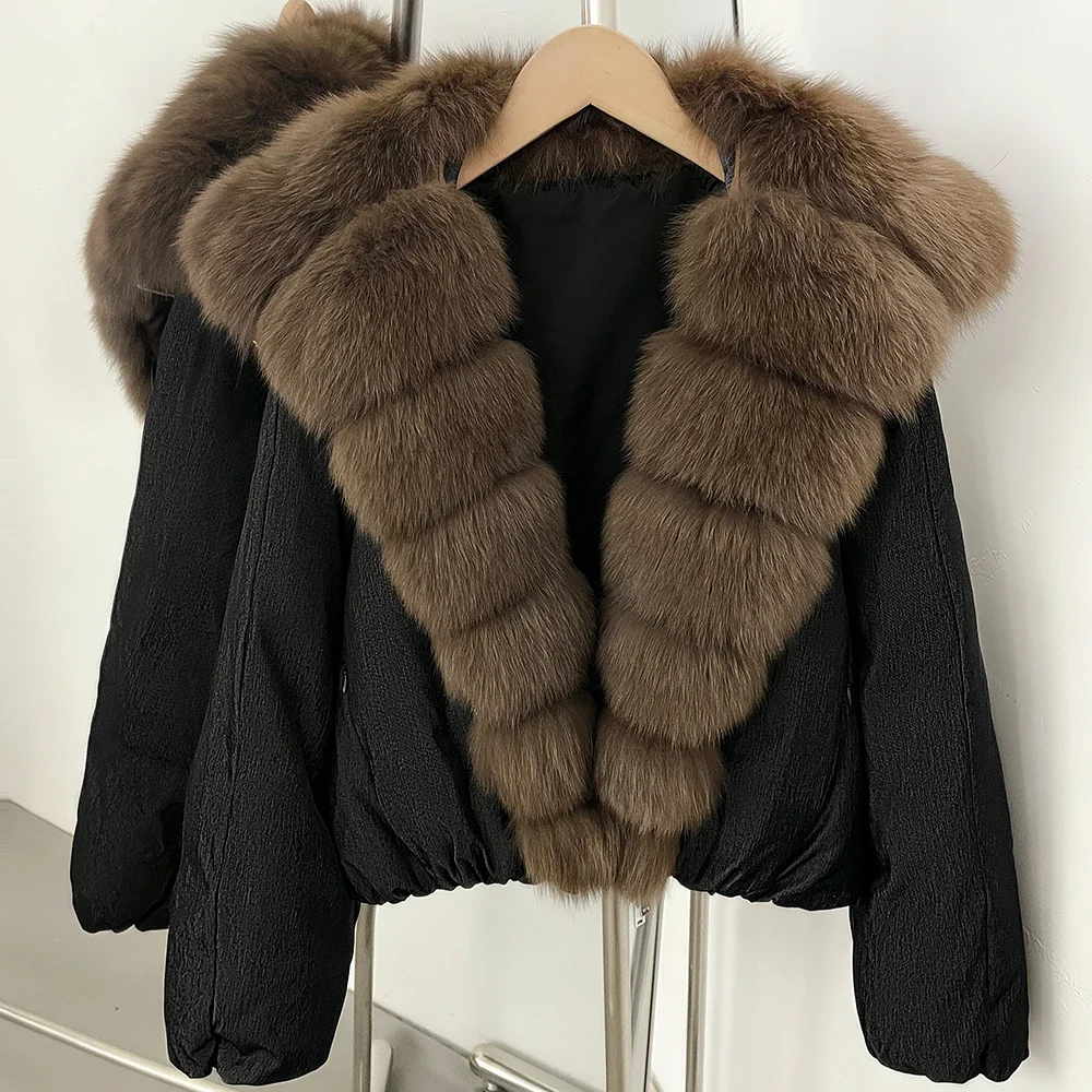 OFTBUY Large Natural Fox Raccoon Fur Parkas Female Outwear Short Puffer Coat Women 2026 New Thick 90% White Duck Down Jacket
